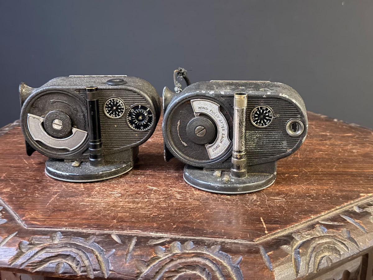 Vintage Bell & Howell Filmo Double Run Eight 8mm Movie Camera Pair Mid-Century