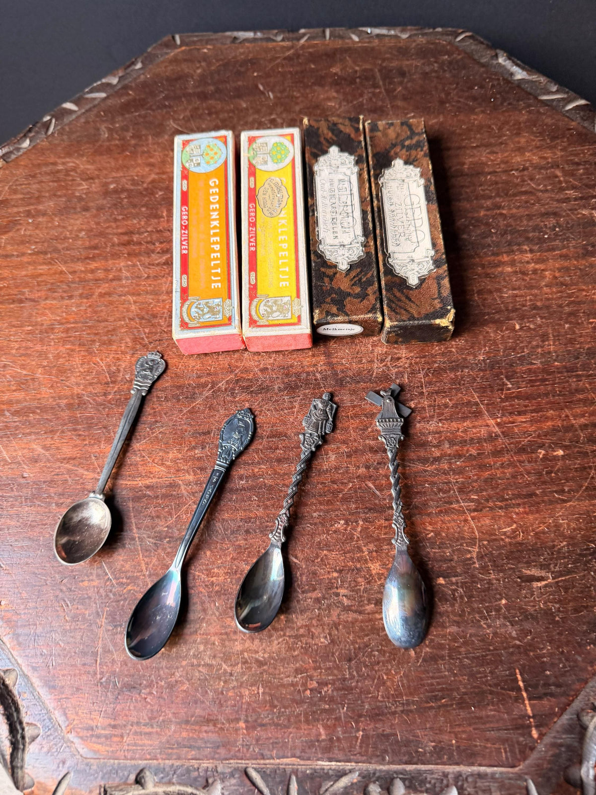 Vintage Gero Dutch Silverplate Spoons Beatrix Irene Royal Windmill Lot 4 Boxed