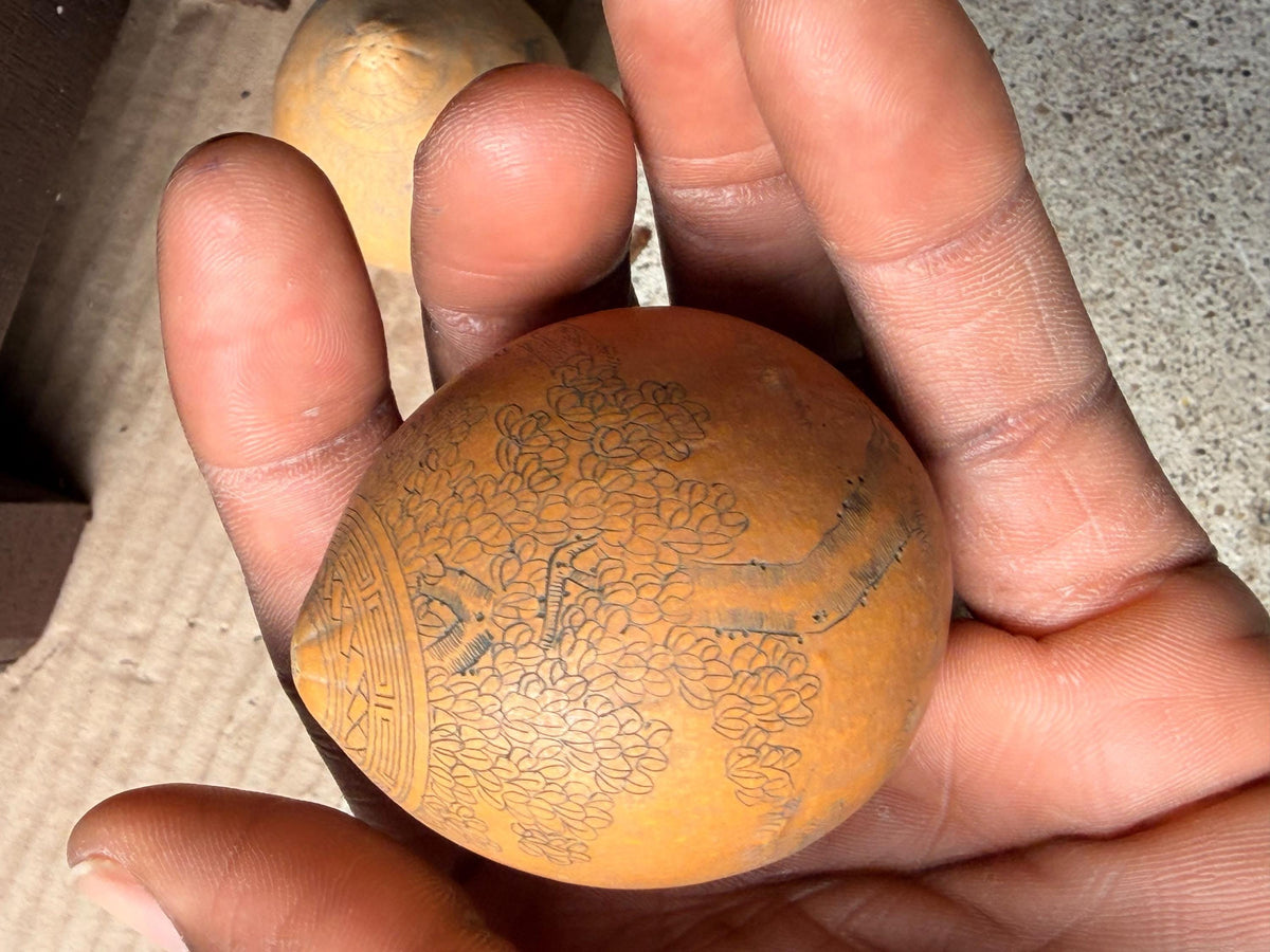 Vintage Engraved Mini Gourd Sculptures Chinese Folk Art Celestial Dancers