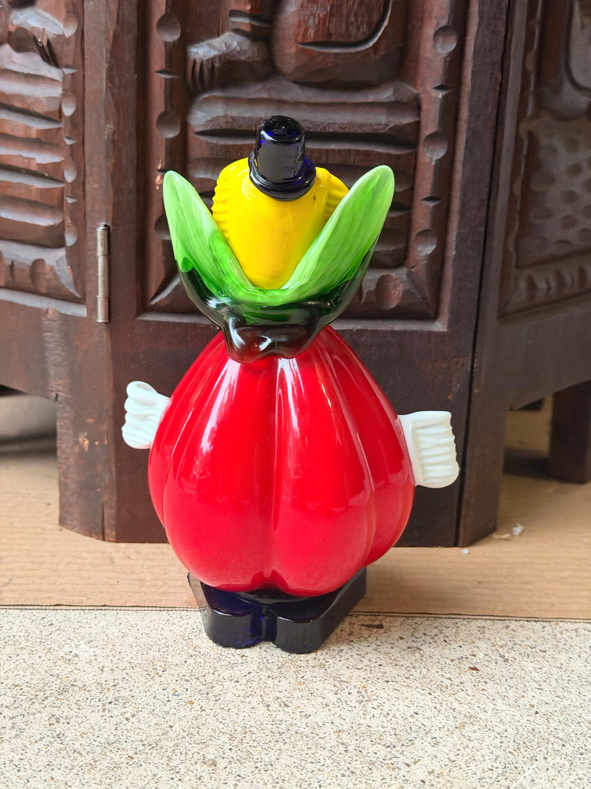 Vintage Murano Italian Art Glass Clown Figurine 7.5" Red Venetian Sculpture