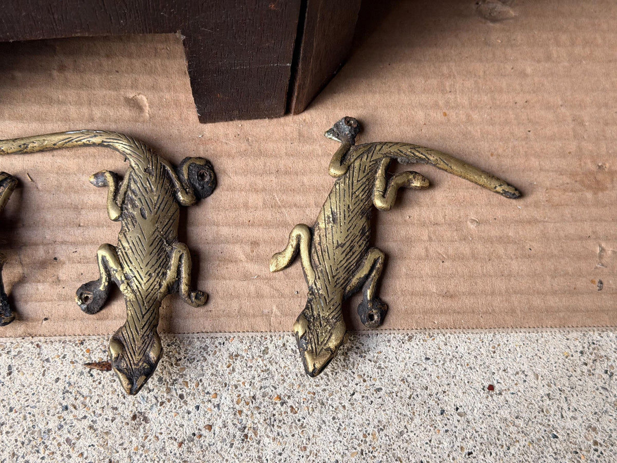 Bamileke Cast Brass Lizard Spider Figures Set Vintage African Lost Wax Art