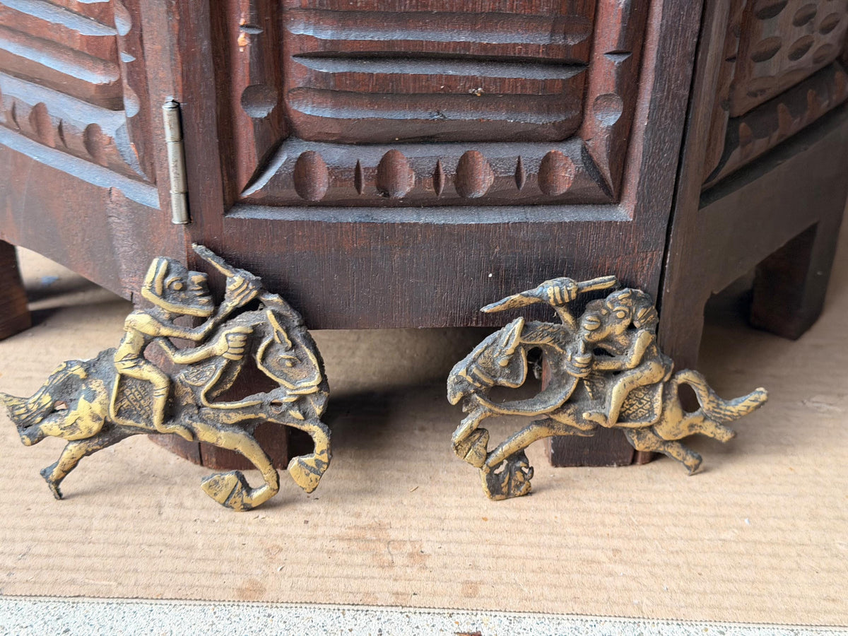 Bamileke Cast Brass Equestrian Warrior Figures Vintage Cameroon Lost Wax Art