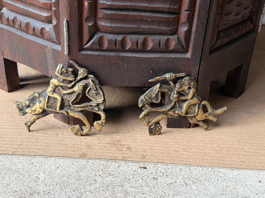 Bamileke Cast Brass Equestrian Warrior Figures Vintage Cameroon Lost Wax Art
