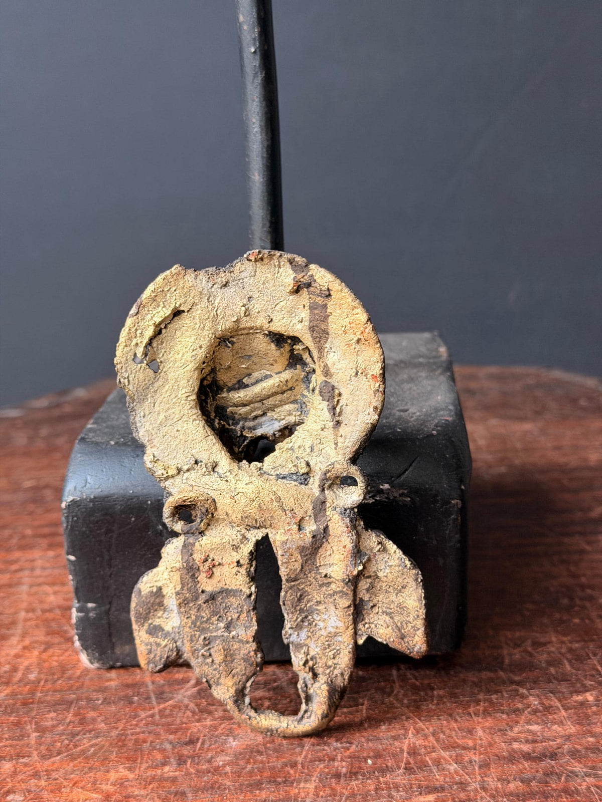 Bamileke Cast Brass Double Headed Serpent Emblem Vintage African Bronze