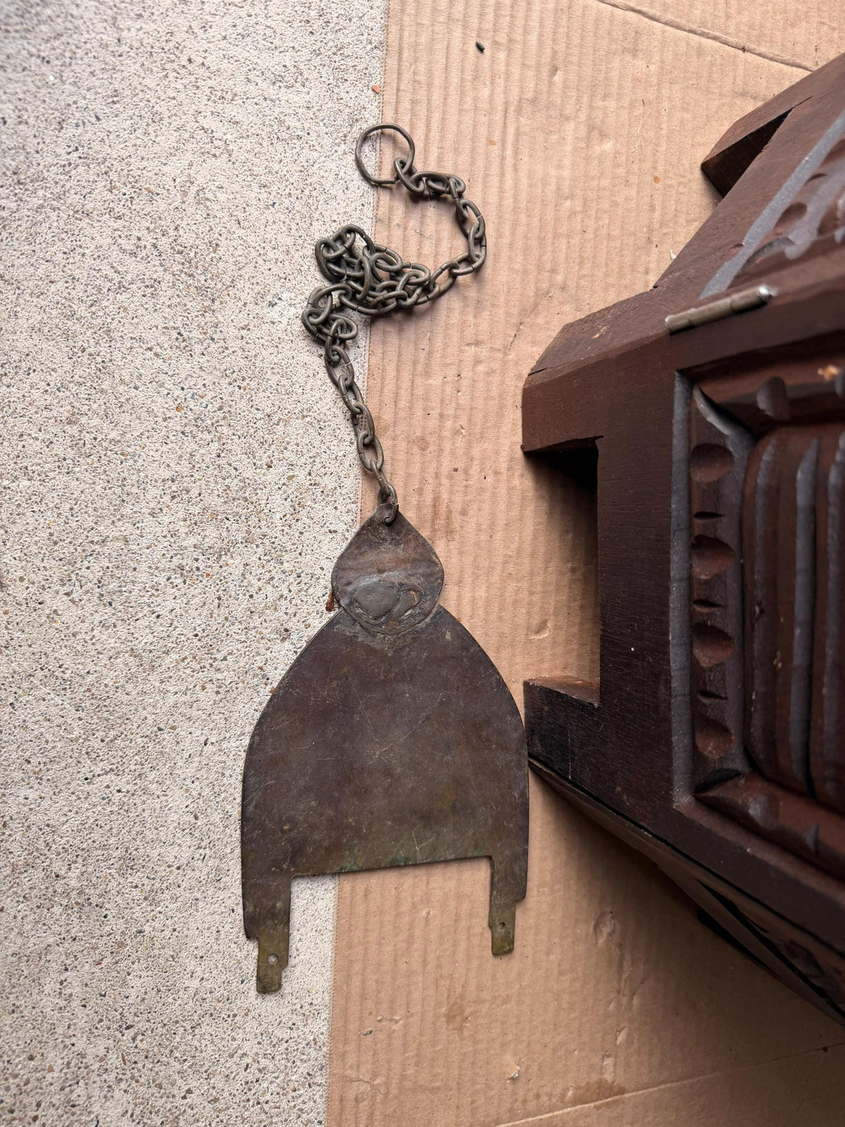 Vintage Brass Hanging Plate Chain Pendant Escutcheon Architectural Hardware