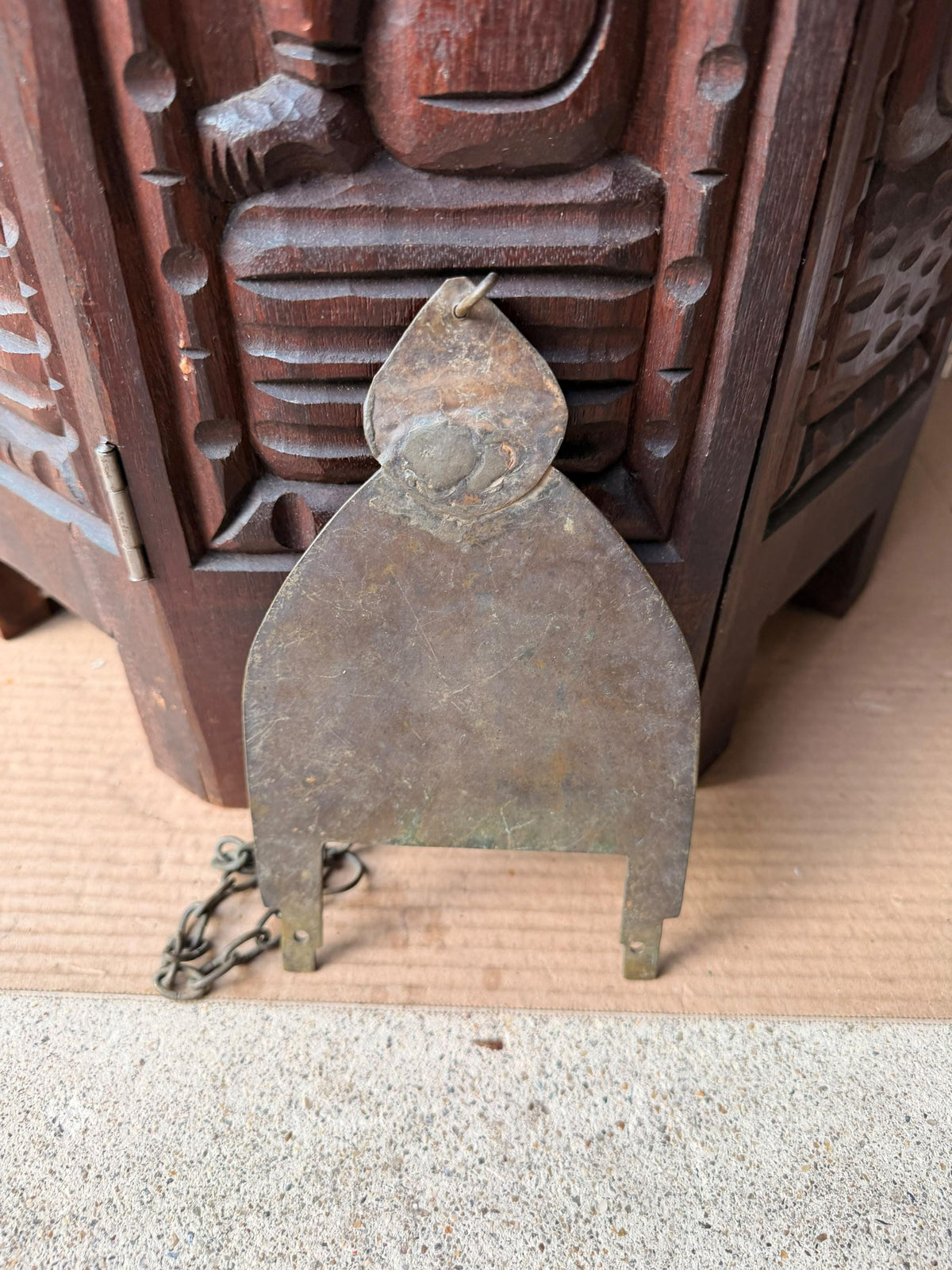 Vintage Brass Hanging Plate Chain Pendant Escutcheon Architectural Hardware