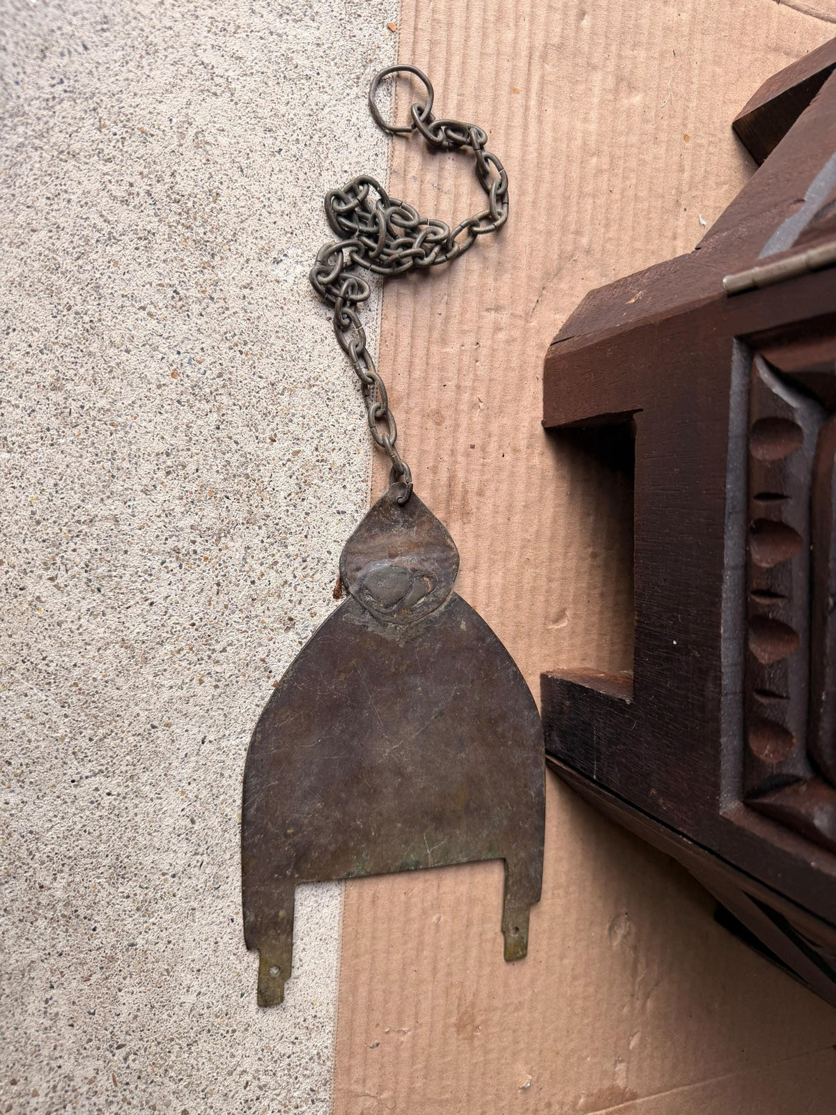 Vintage Brass Hanging Plate Chain Pendant Escutcheon Architectural Hardware