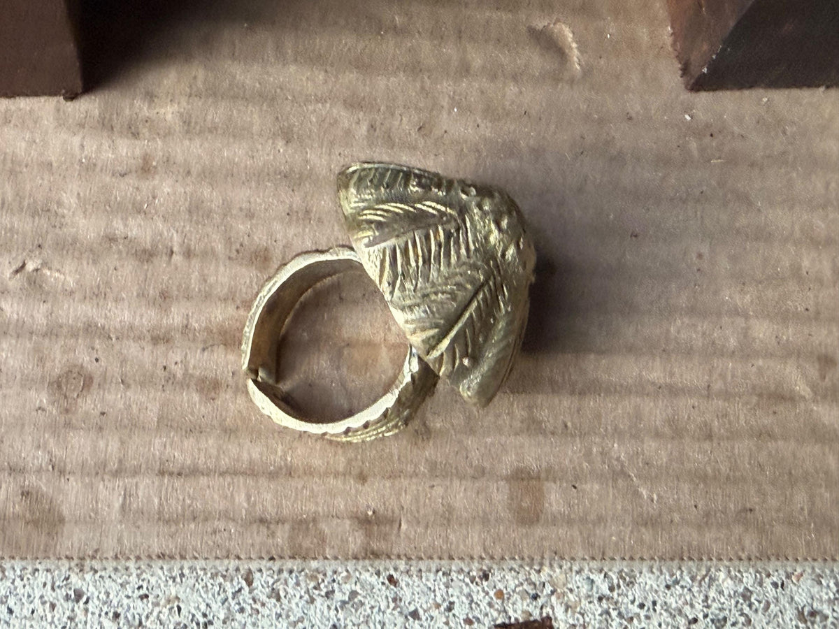 Vintage Akan Ashanti Lost Wax Cast Brass Lobed Seed Pod Ring West Africa