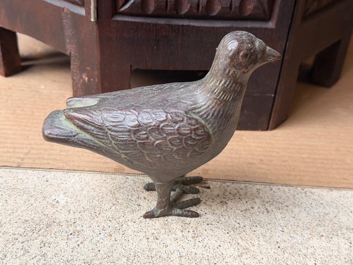 Vintage Cast Metal Dove Bird Sculpture Patinated Spelter Pigeon Accent 6"