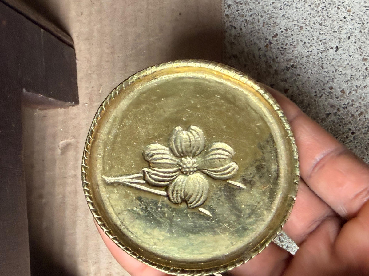 Vintage 1972 First Virginia Bank Brass Dogwood Commemorative Paperweight Token