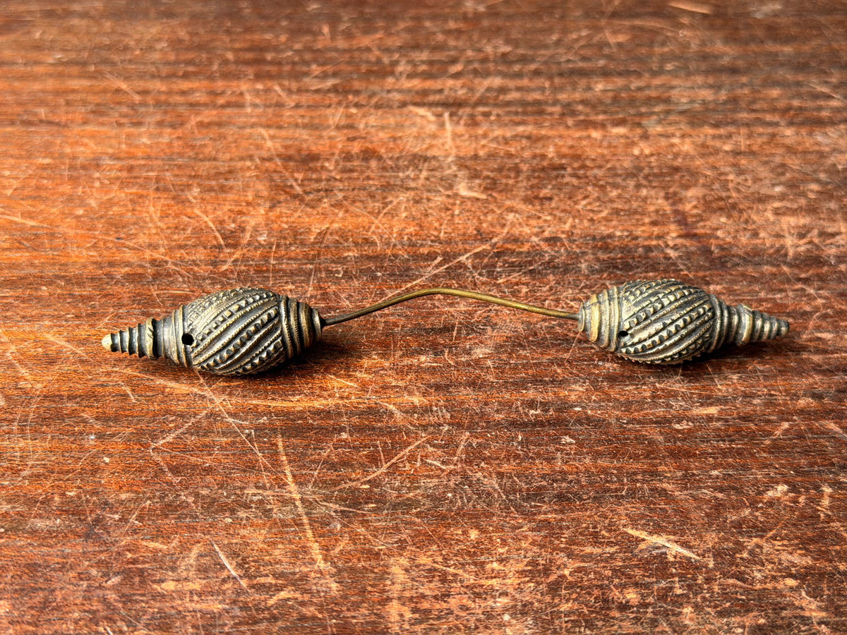 Vintage Ashanti African Cast Brass Biconical Bead Connector Wire Ornament 5.5"