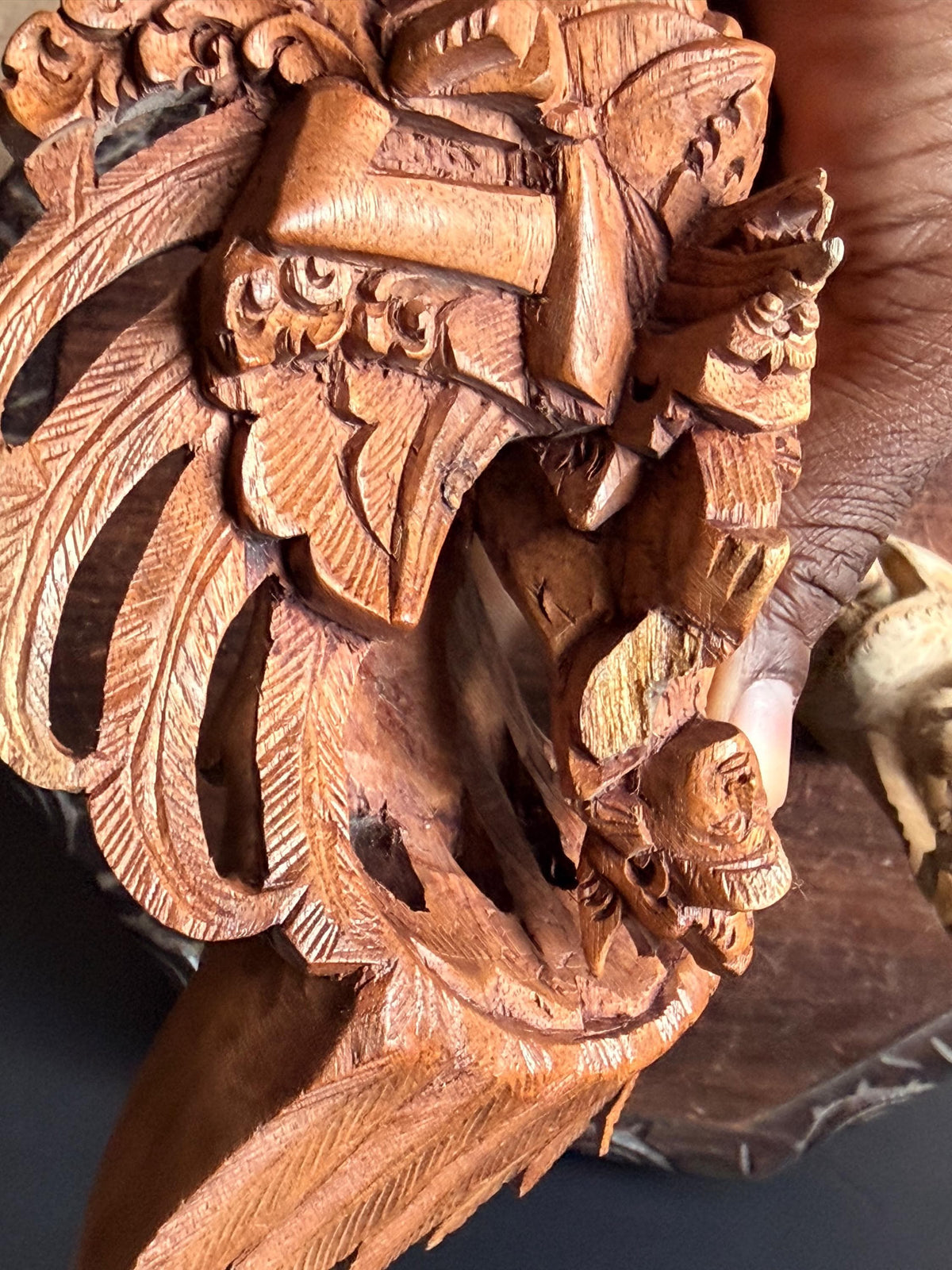 Vintage Balinese Carved Wood Statues Set Garuda Vishnu Sanur Bali Art 14"