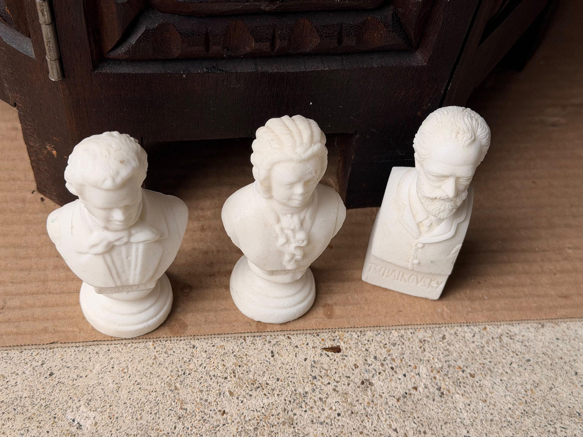 Mid Century European Bonded Alabaster Composer Busts Bach Schubert Tchaikovsky 4