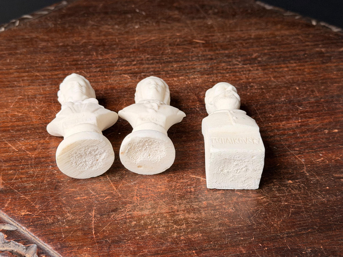Mid Century European Bonded Alabaster Composer Busts Bach Schubert Tchaikovsky 4