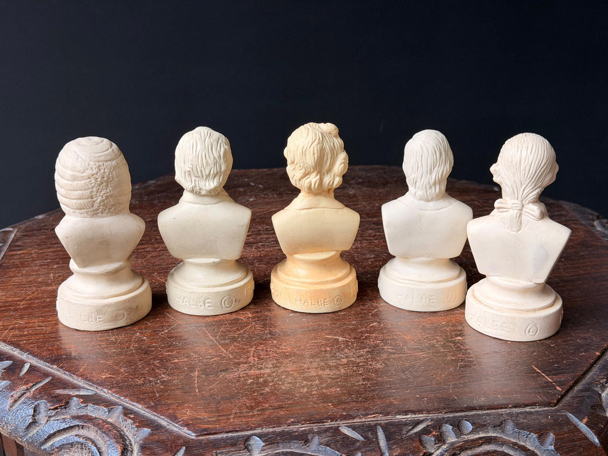 Vintage Halbe Plastic Classical Composer Busts Set Bach Beethoven Haydn 4"