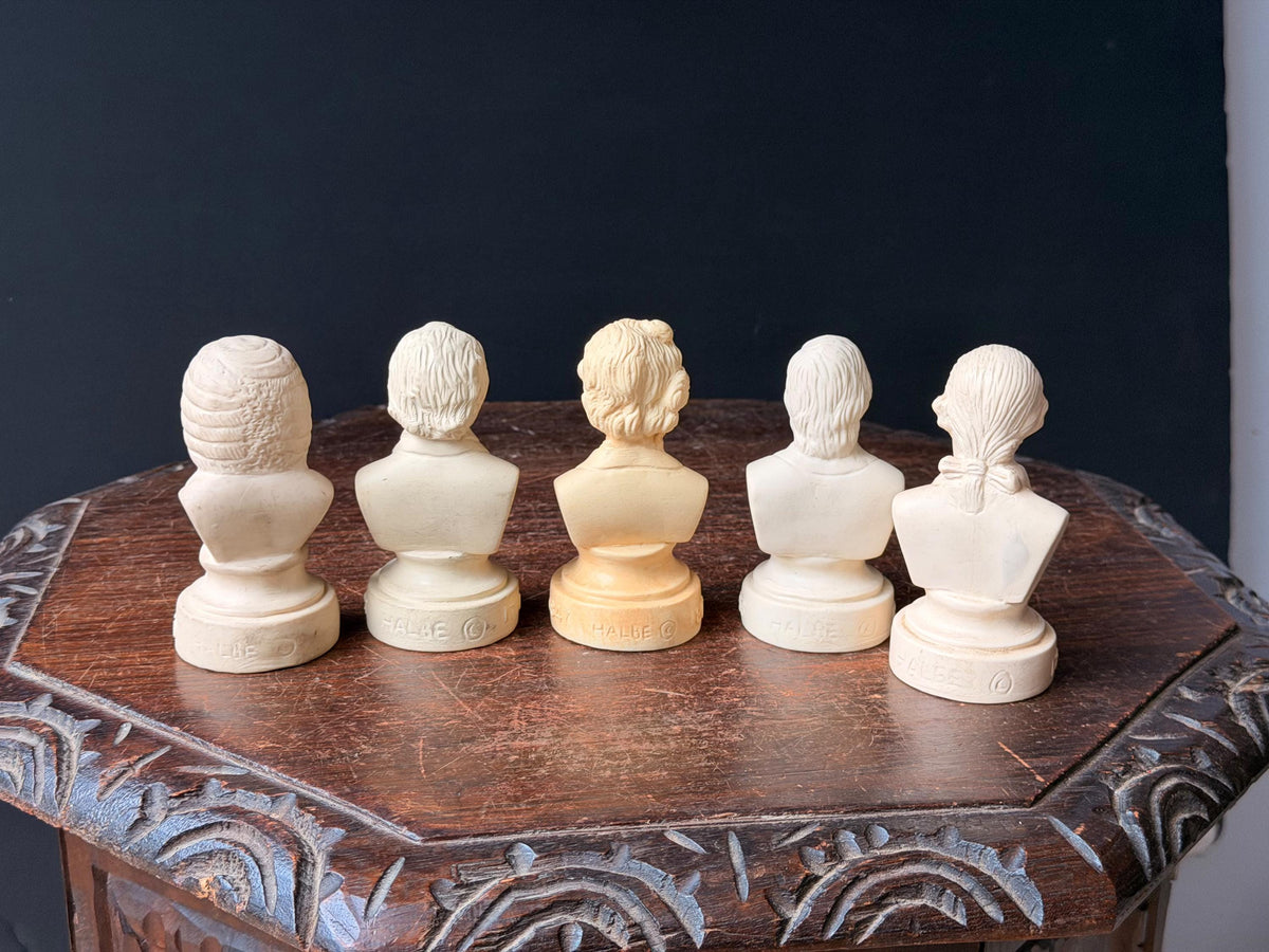 Vintage Halbe Plastic Classical Composer Busts Set Bach Beethoven Haydn 4"