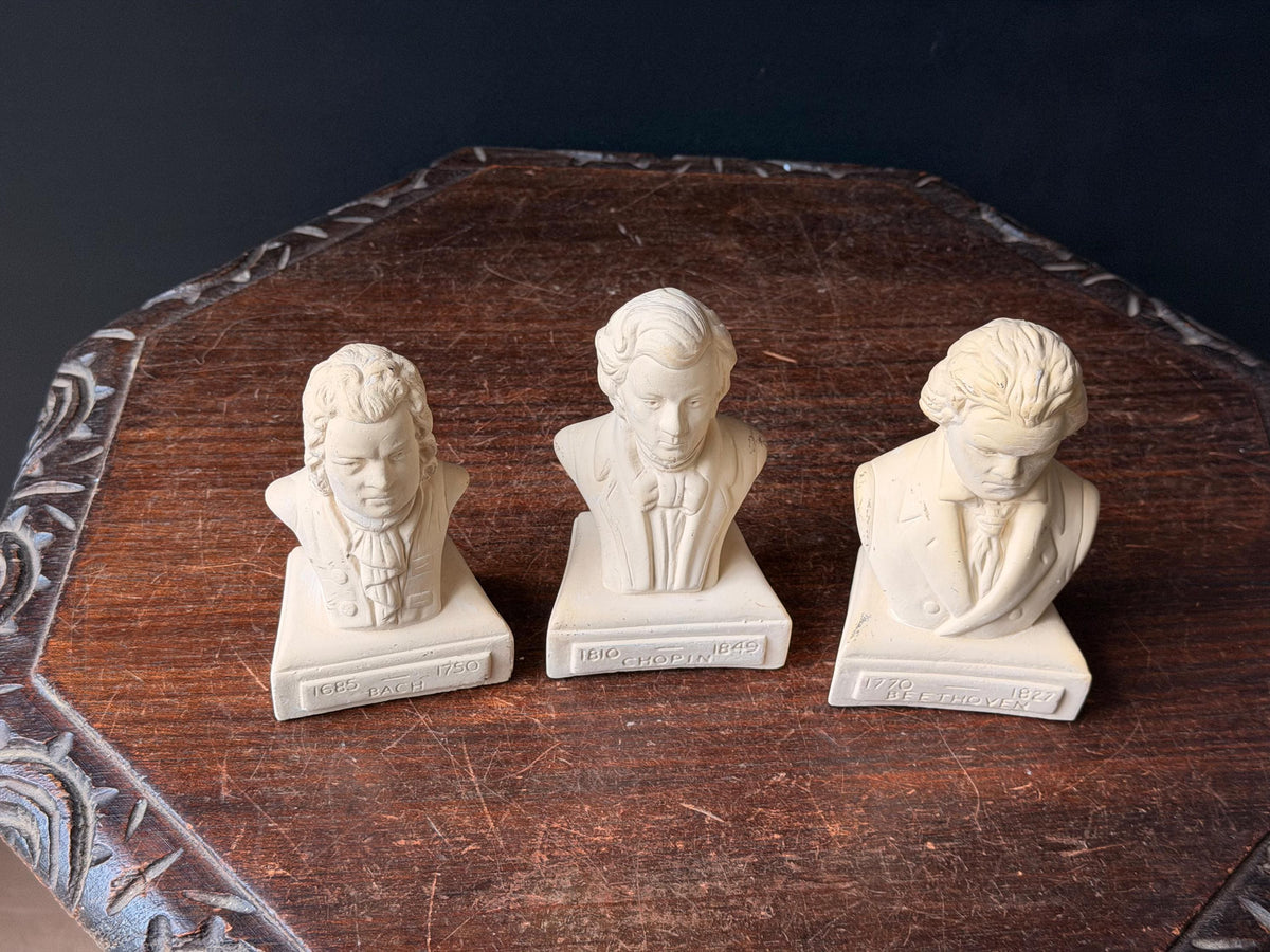 Vintage Willis Music Co Composer Busts Set Bach Chopin Beethoven 5"