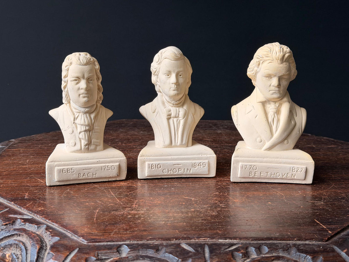 Vintage Willis Music Co Composer Busts Set Bach Chopin Beethoven 5"