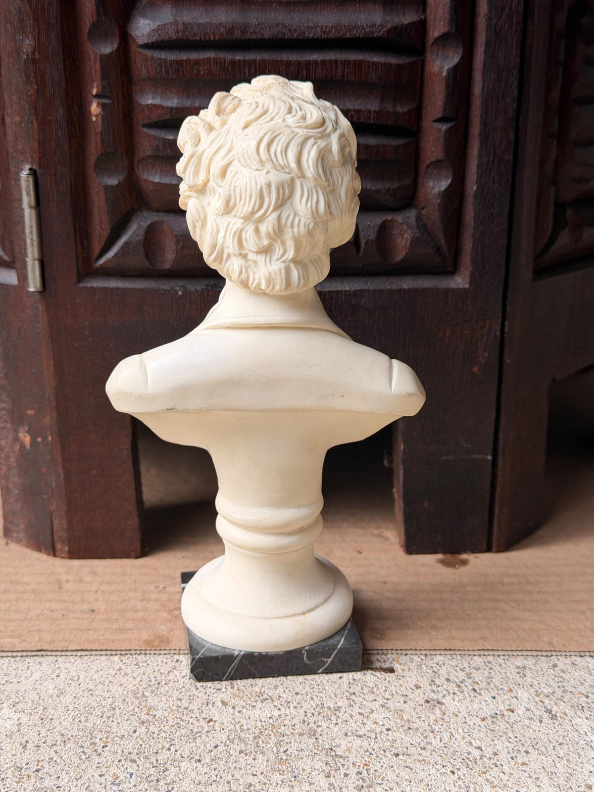 Vintage Italian Alabaster Chopin Bust Sculpture Black Marble Base Rico 6.5"