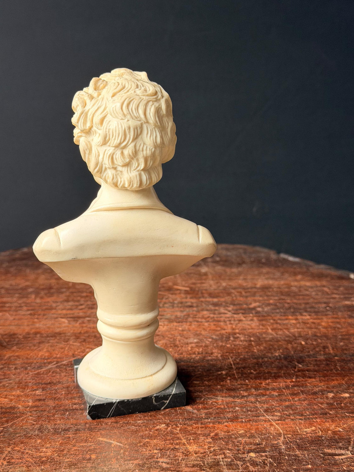 Vintage Italian Alabaster Chopin Bust Sculpture Black Marble Base Rico 6.5"