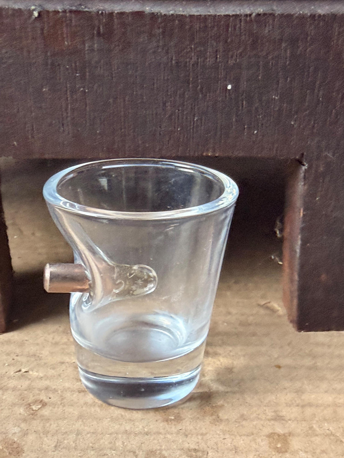 Real Bullet Embedded Shot Glass Handcrafted Heavy Glassware Barware 2.4 in