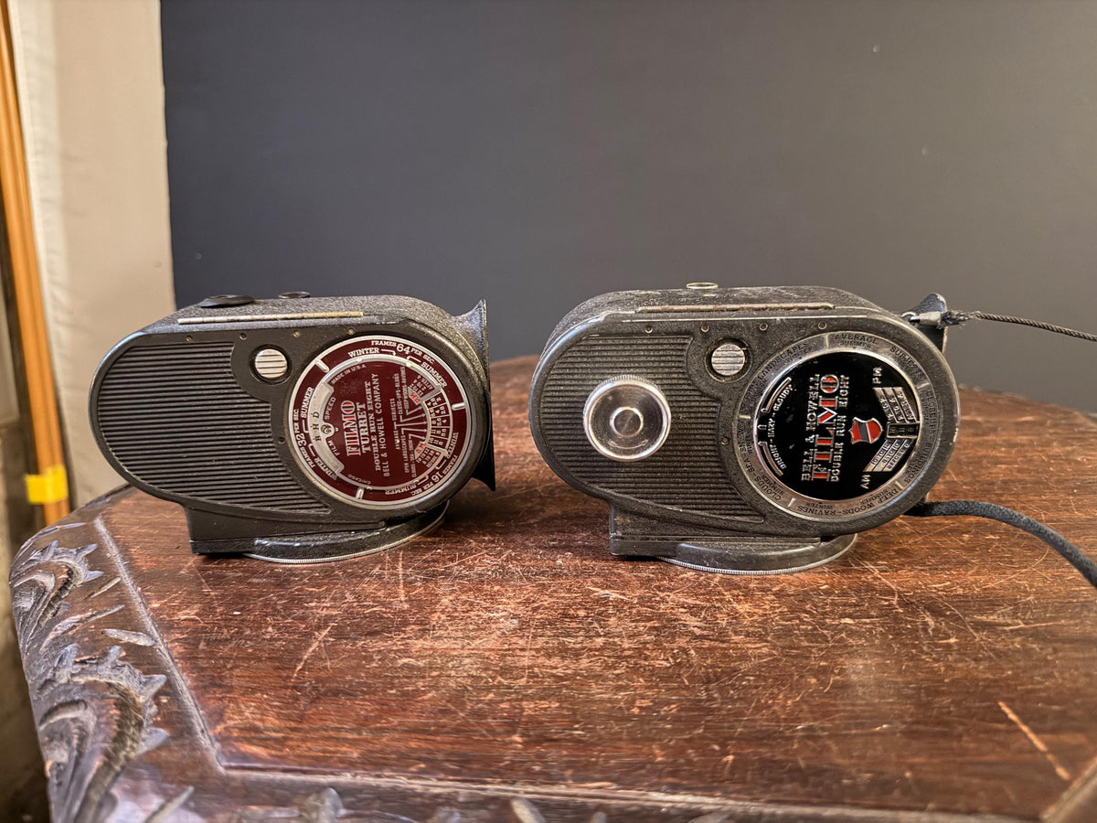 Vintage Bell & Howell Filmo Double Run Eight 8mm Movie Camera Pair Mid-Century
