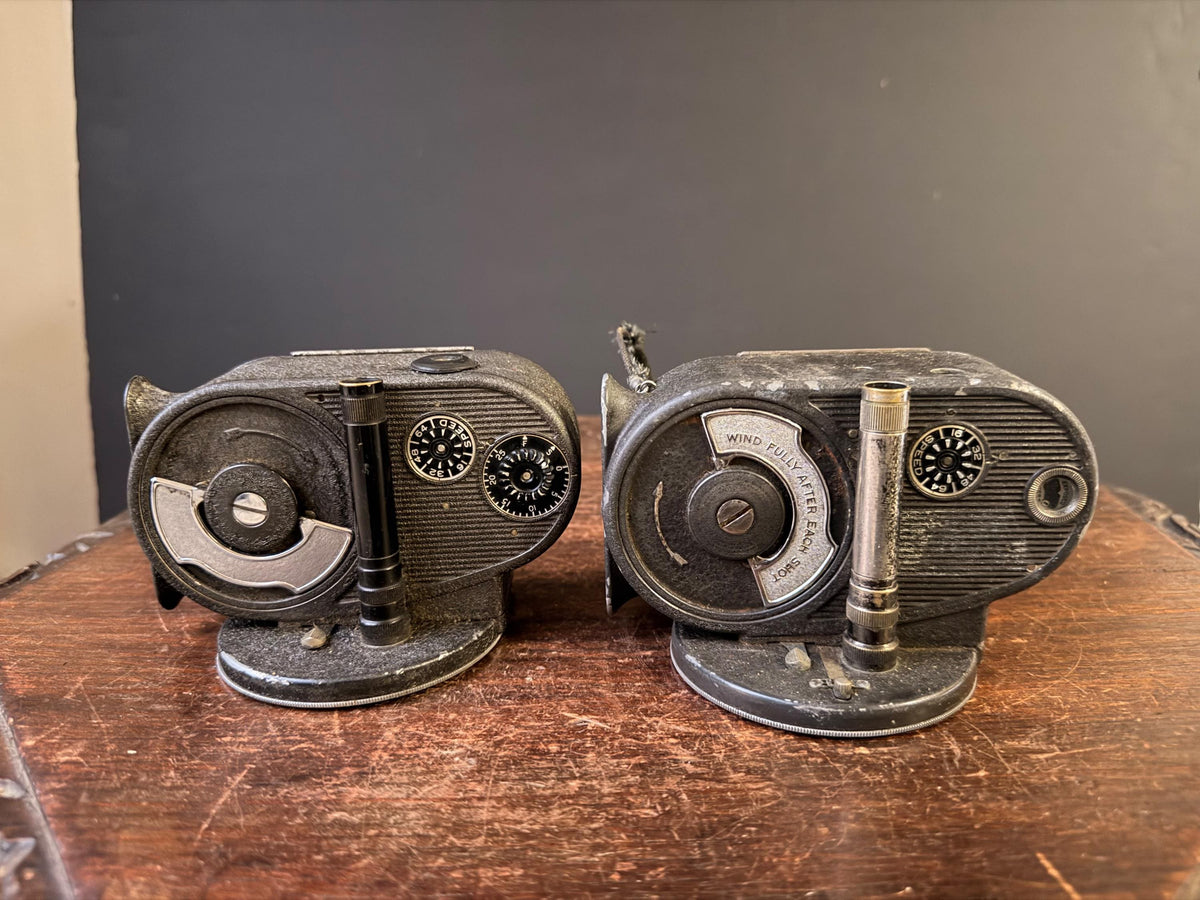Vintage Bell & Howell Filmo Double Run Eight 8mm Movie Camera Pair Mid-Century