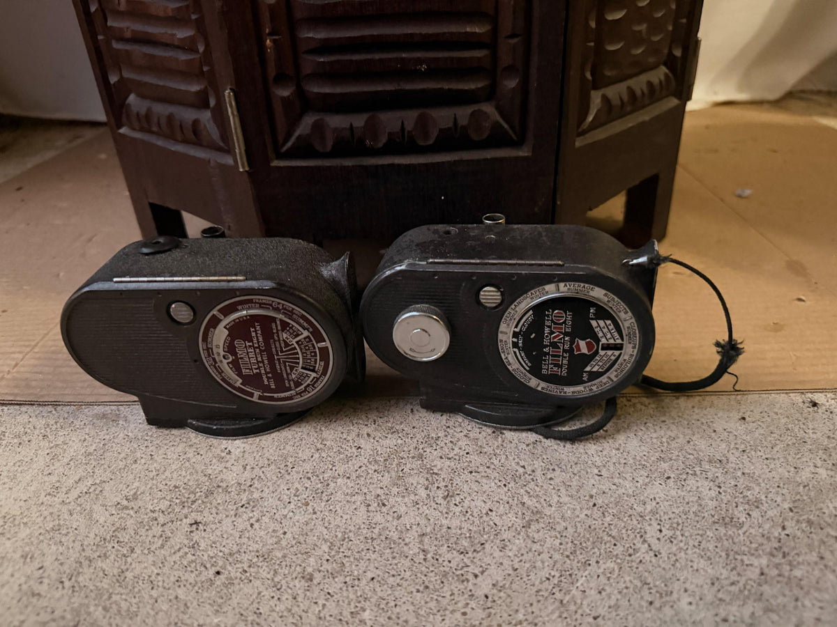 Vintage Bell & Howell Filmo Double Run Eight 8mm Movie Camera Pair Mid-Century