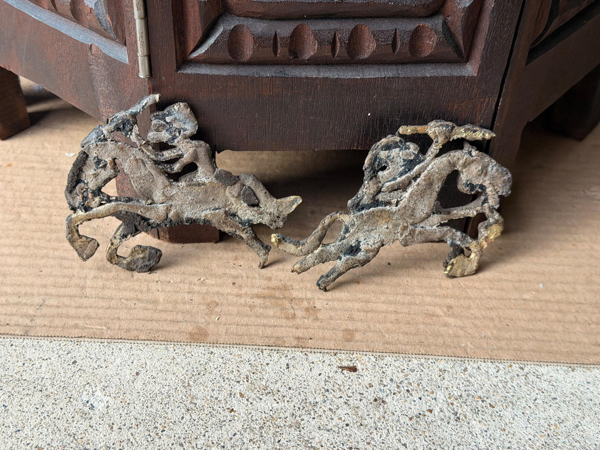 Bamileke Cast Brass Equestrian Warrior Figures Vintage Cameroon Lost Wax Art