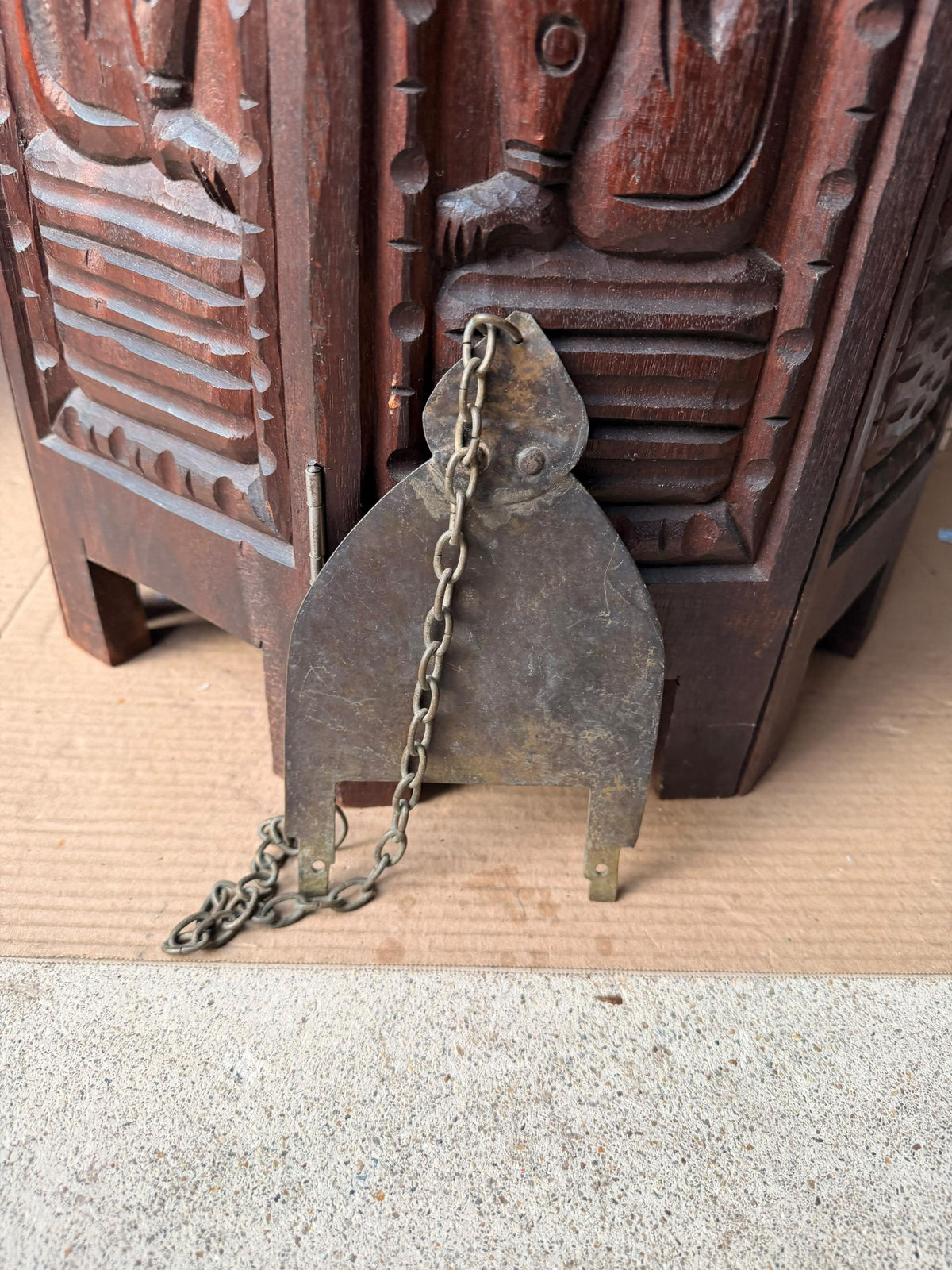 Vintage Brass Hanging Plate Chain Pendant Escutcheon Architectural Hardware