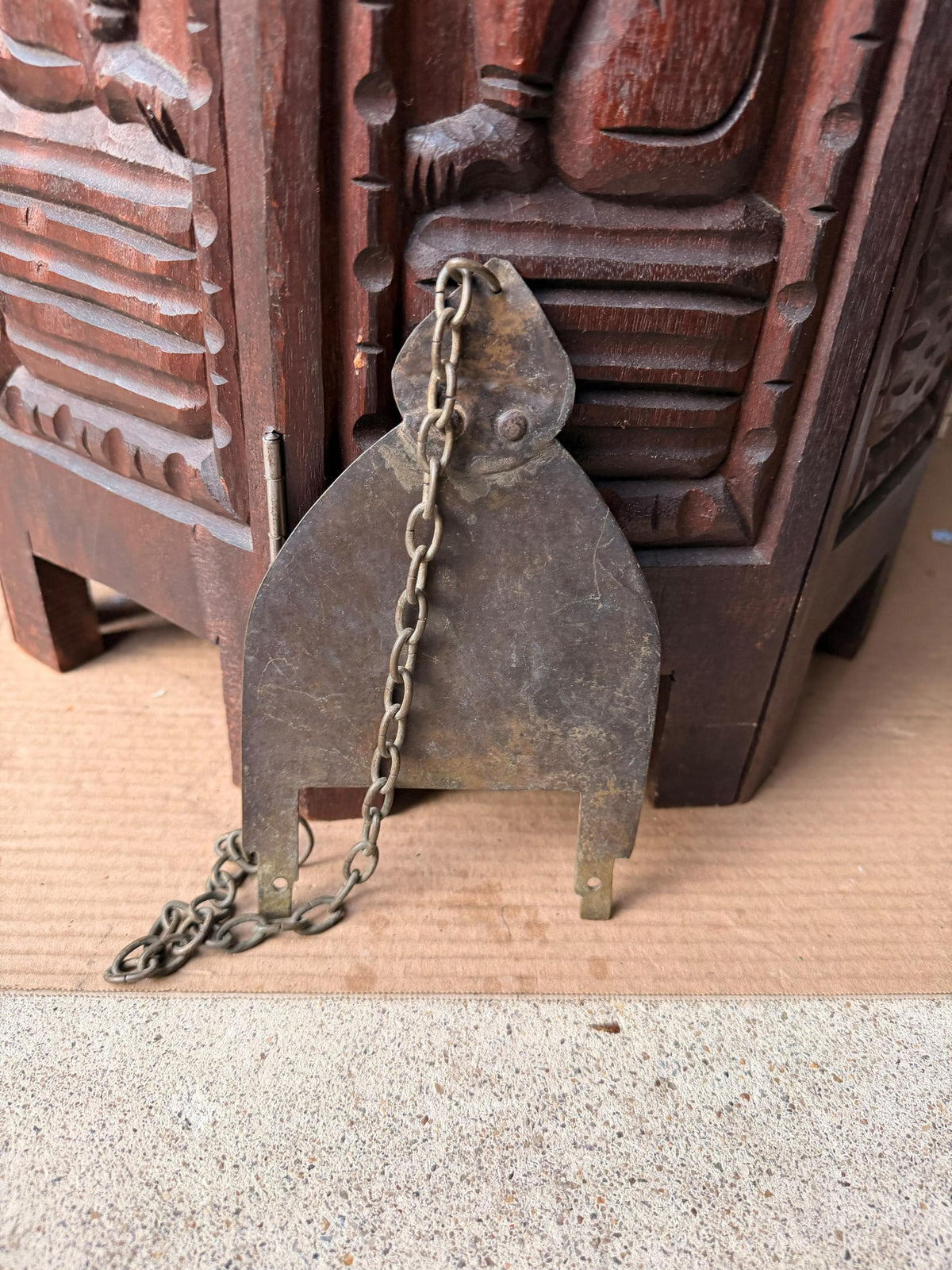 Vintage Brass Hanging Plate Chain Pendant Escutcheon Architectural Hardware