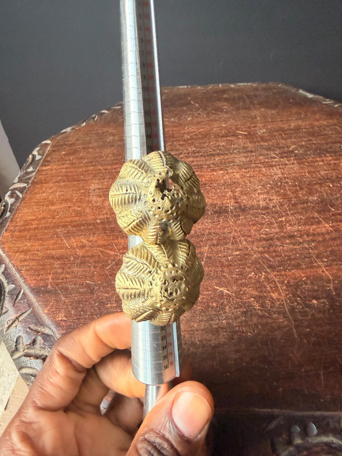 Pair Vintage Akan Ashanti Lost Wax Cast Brass Lobed Seed Pod Rings West Africa
