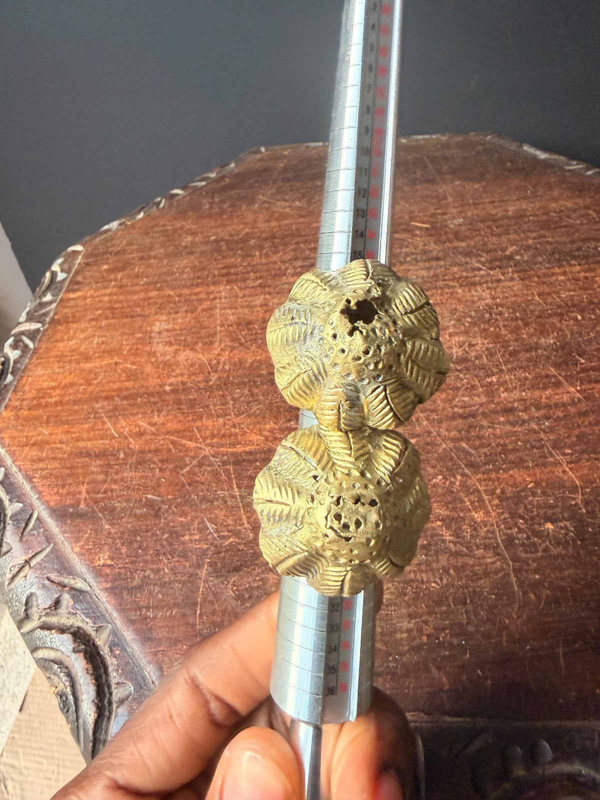 Pair Vintage Akan Ashanti Lost Wax Cast Brass Lobed Seed Pod Rings West Africa