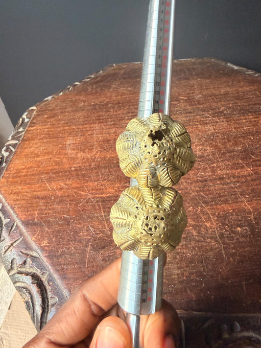 Pair Vintage Akan Ashanti Lost Wax Cast Brass Lobed Seed Pod Rings West Africa
