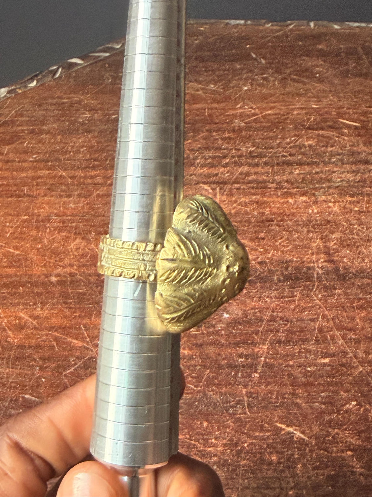 Vintage Akan Ashanti Lost Wax Cast Brass Lobed Seed Pod Ring West Africa