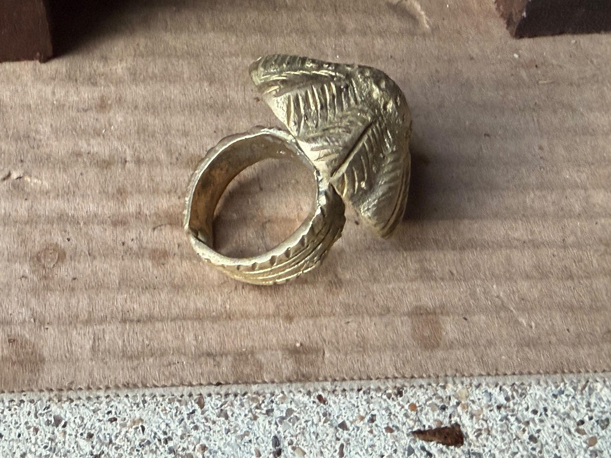 Vintage Akan Ashanti Lost Wax Cast Brass Lobed Seed Pod Ring West Africa