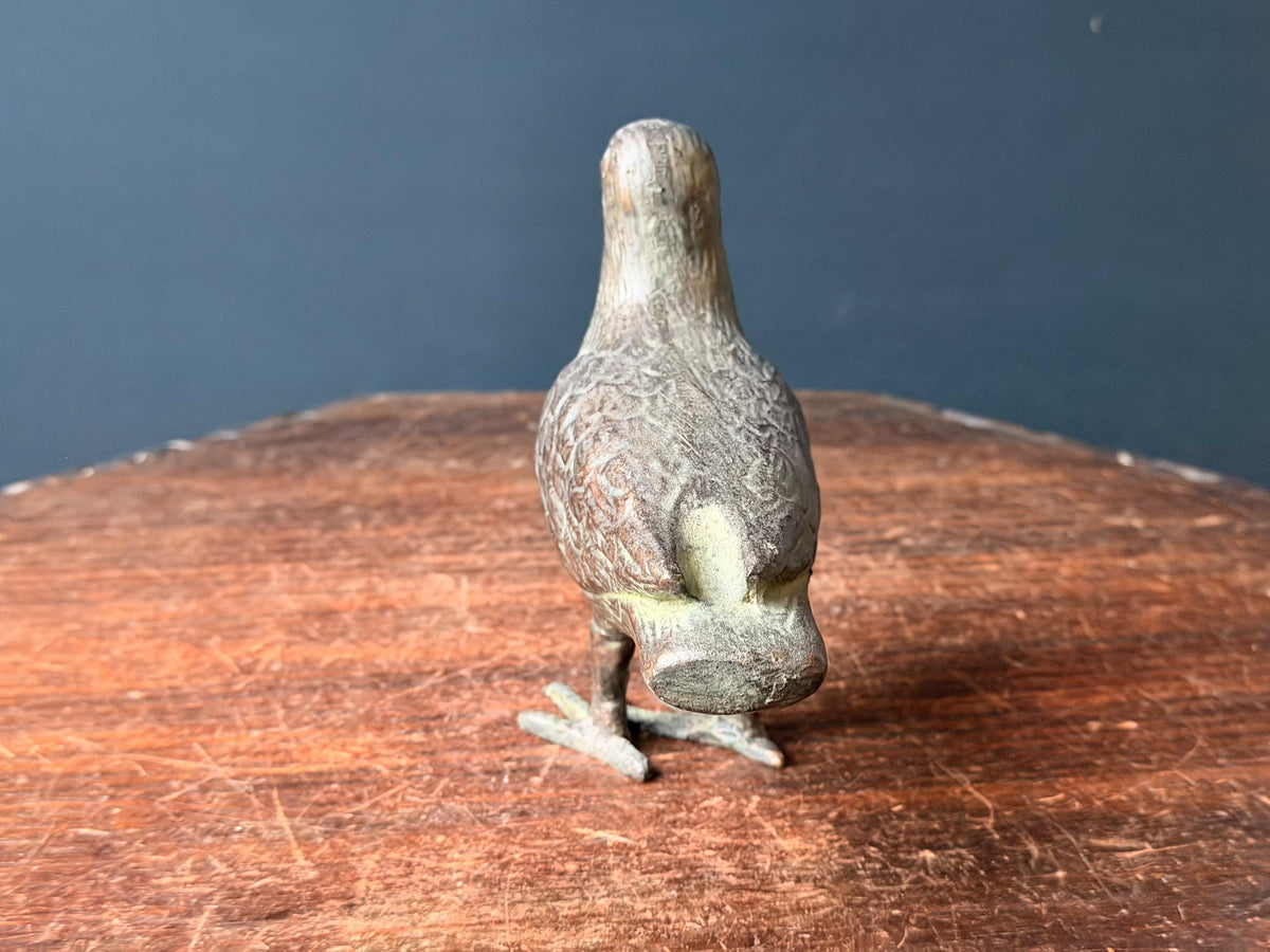 Vintage Cast Metal Dove Bird Sculpture Patinated Spelter Pigeon Accent 6"