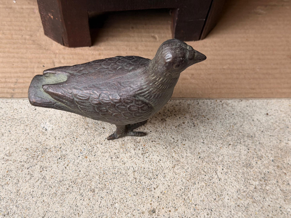 Vintage Cast Metal Dove Bird Sculpture Patinated Spelter Pigeon Accent 6"