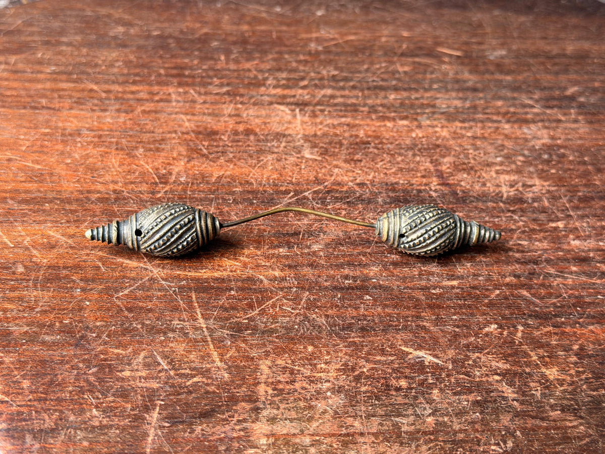 Vintage Ashanti African Cast Brass Biconical Bead Connector Wire Ornament 5.5"