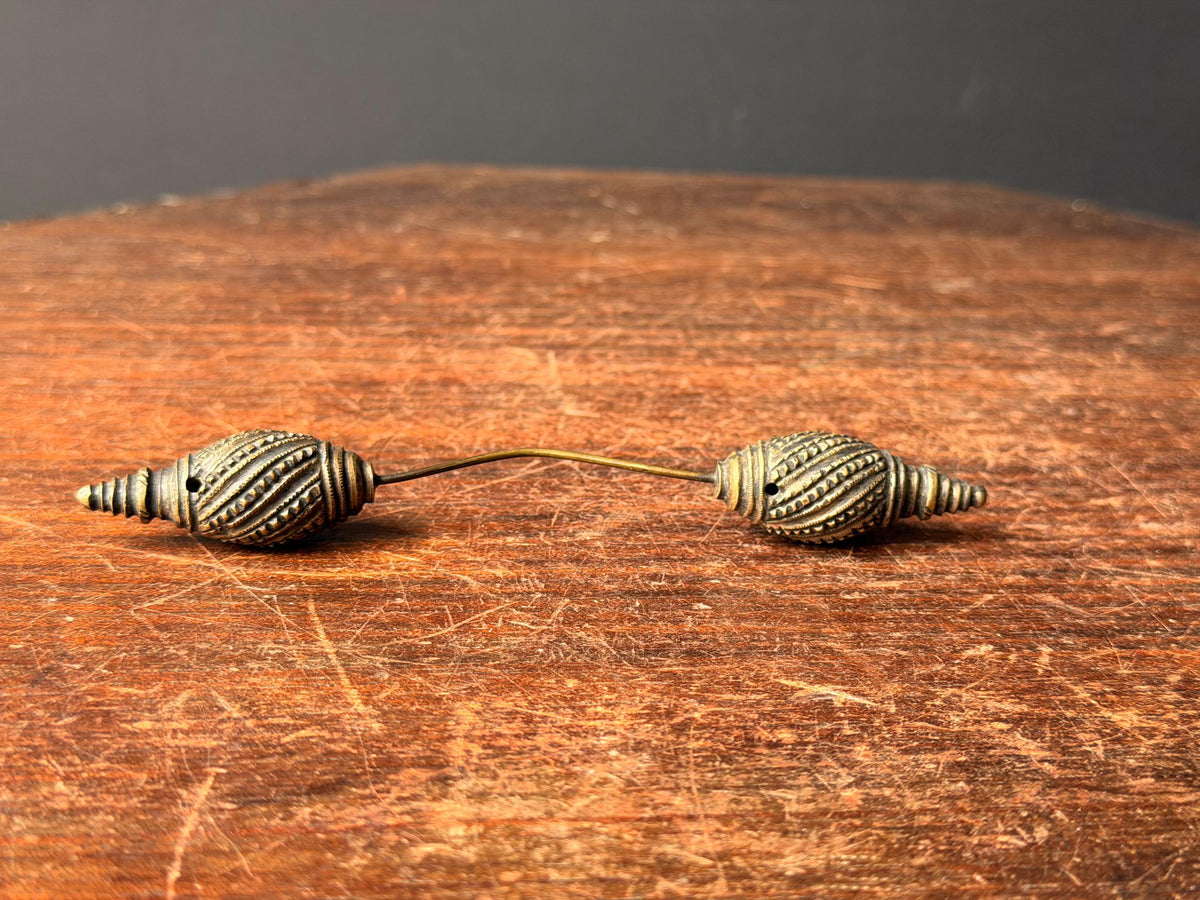 Vintage Ashanti African Cast Brass Biconical Bead Connector Wire Ornament 5.5"