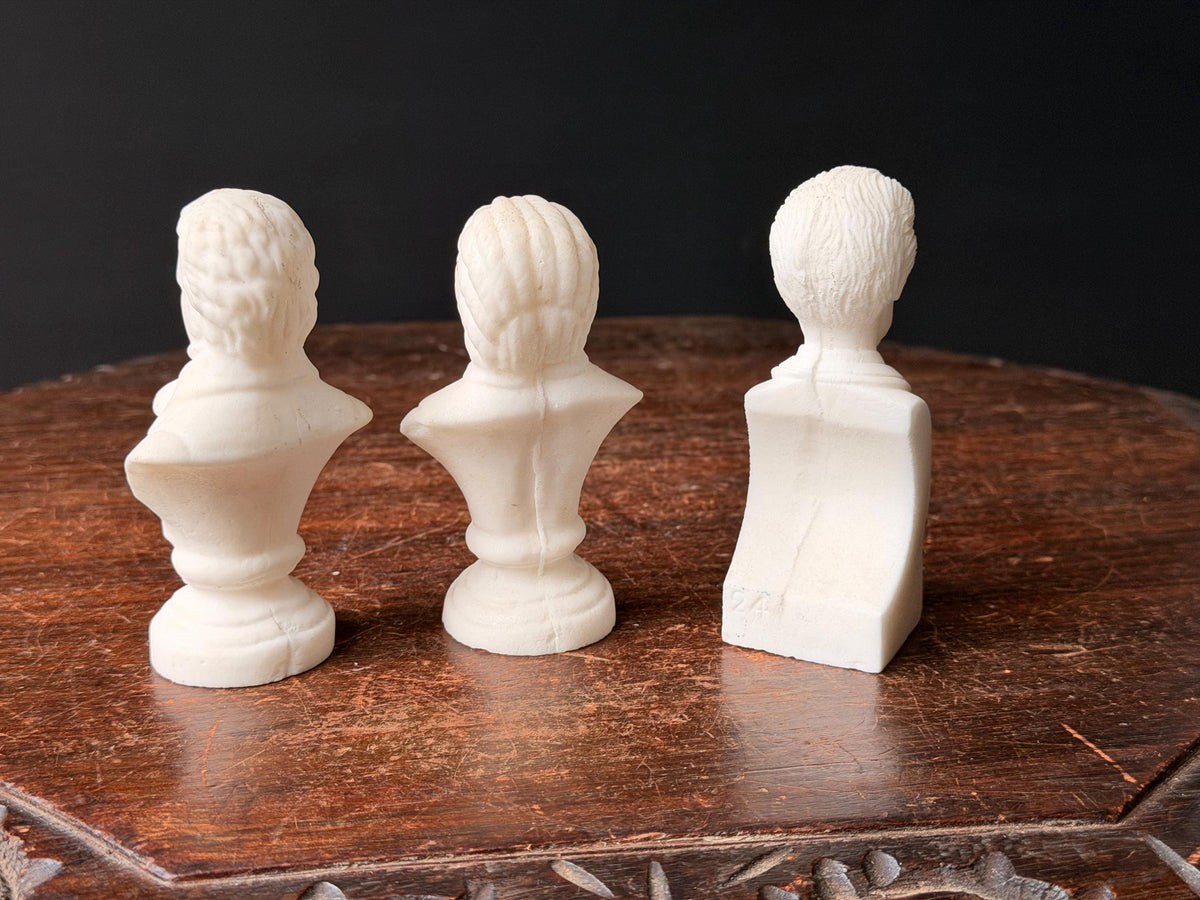 Mid Century European Bonded Alabaster Composer Busts Bach Schubert Tchaikovsky 4