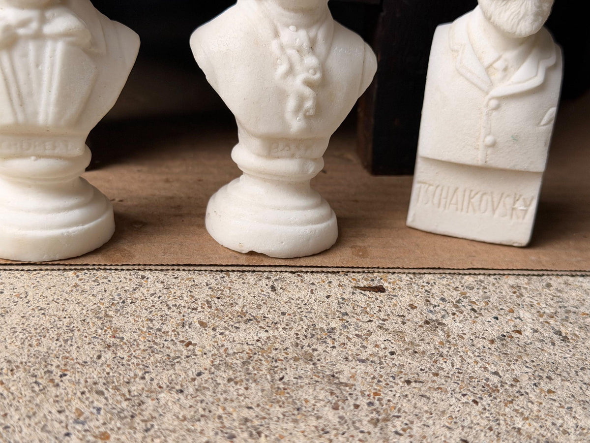 Mid Century European Bonded Alabaster Composer Busts Bach Schubert Tchaikovsky 4