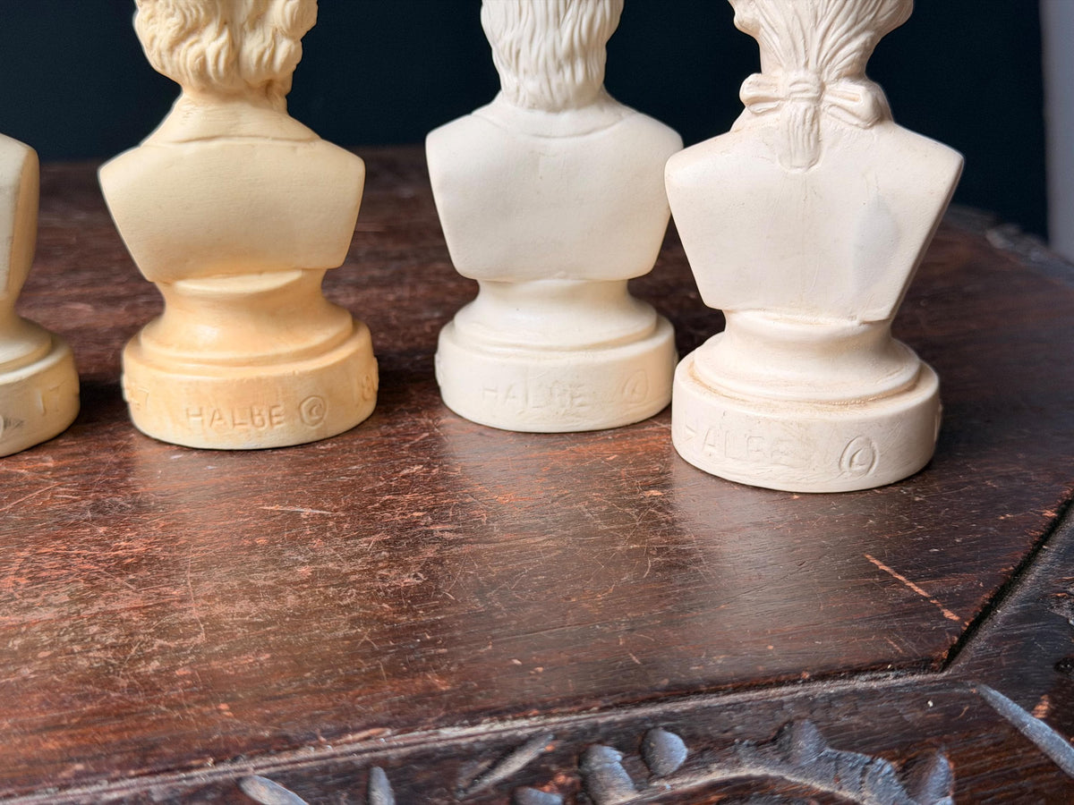 Vintage Halbe Plastic Classical Composer Busts Set Bach Beethoven Haydn 4"