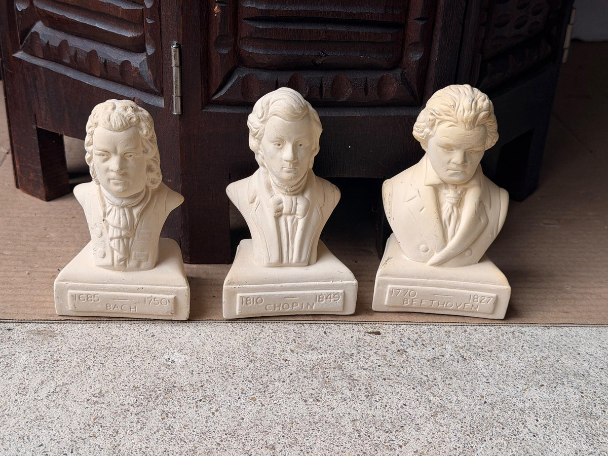 Vintage Willis Music Co Composer Busts Set Bach Chopin Beethoven 5"