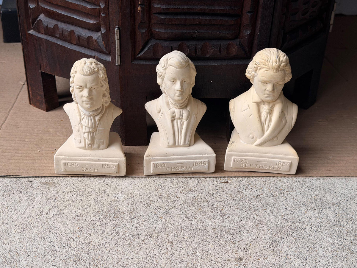 Vintage Willis Music Co Composer Busts Set Bach Chopin Beethoven 5"