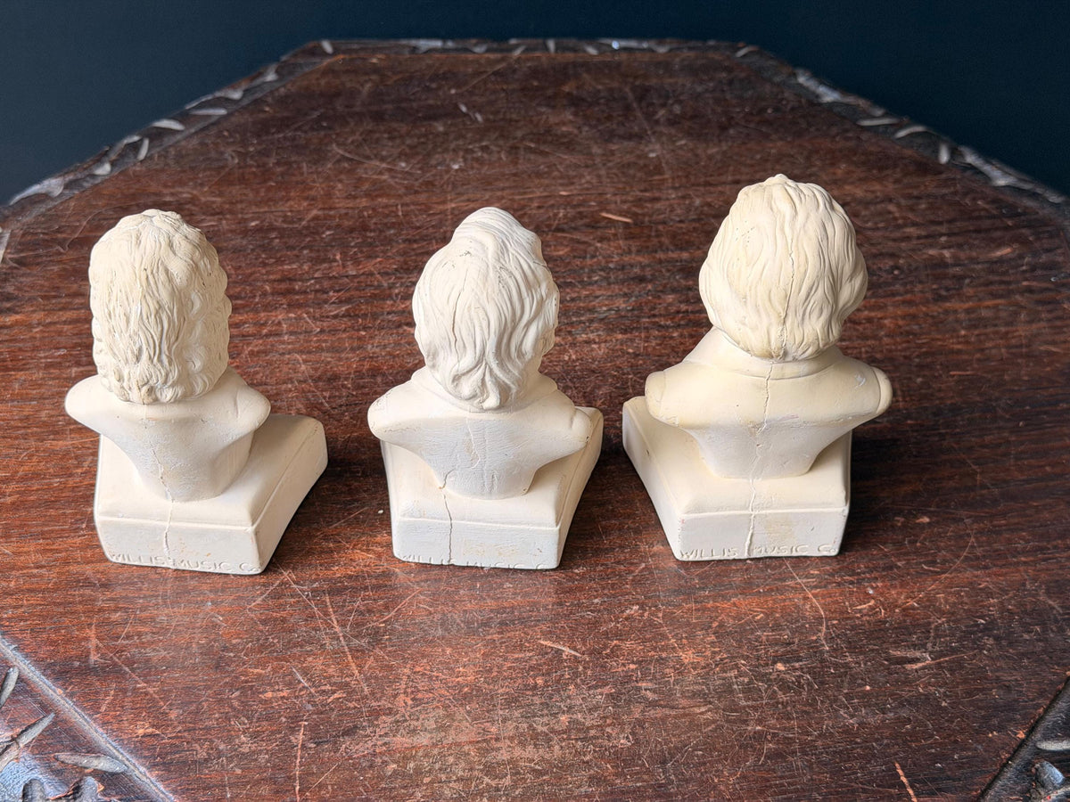 Vintage Willis Music Co Composer Busts Set Bach Chopin Beethoven 5"