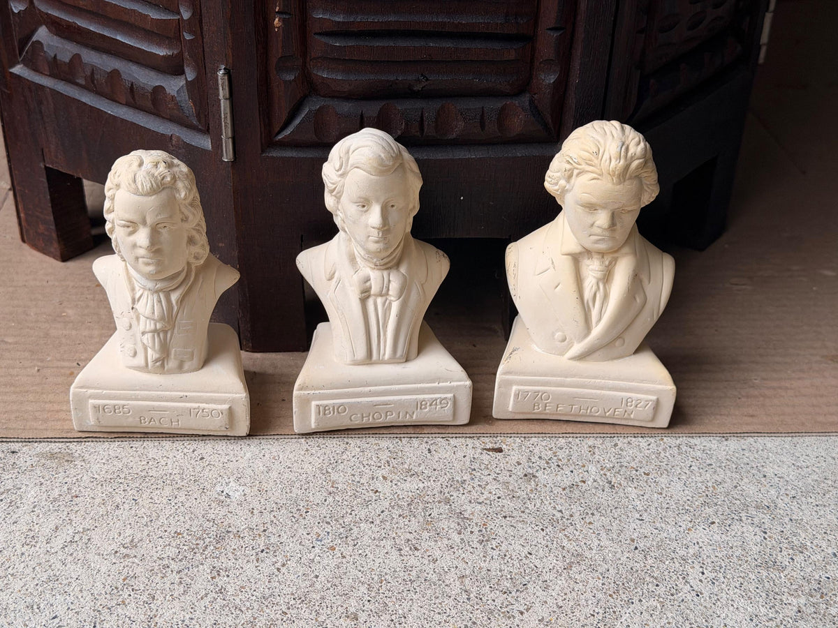 Vintage Willis Music Co Composer Busts Set Bach Chopin Beethoven 5"