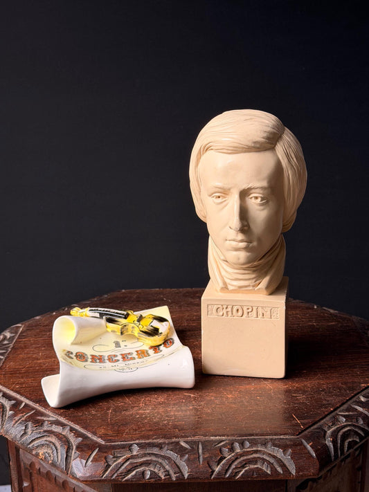 Vintage ABCO Alexander Backer Chopin Bust 10.5" & Porcelain Concerto Vessel Set