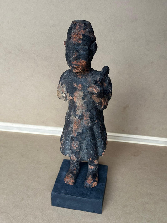 Vintage Ewe Bocio Standing Figure Heavy Ritual Patina Carved Wood Togo Benin